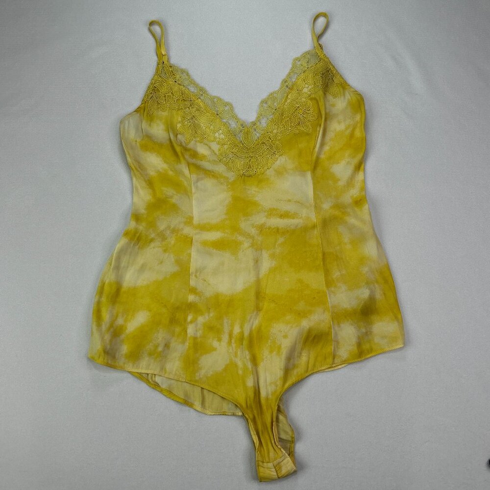 Free People Intimately Luella Yellow Tie Dye Lace Romper Bodysuit Small